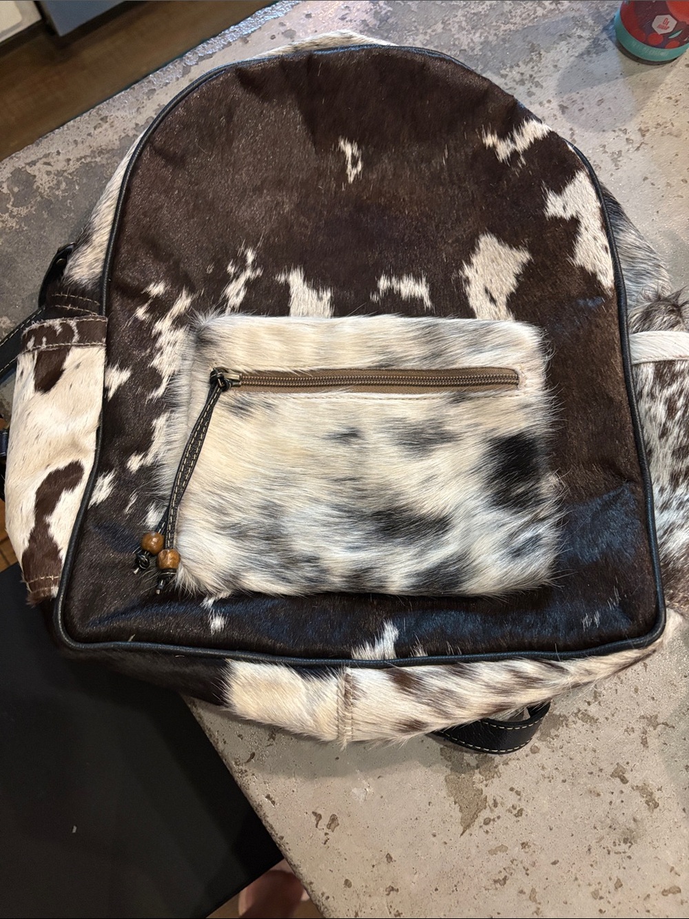 Myra Cowhide Backpack - Brown & White